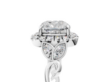 White gold Cushion Halo Diamond Engagement Ring with Vintage-Inspired Band and Four-Prong Setting_8