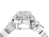 White gold Cushion Halo Diamond Floral Band with Four-Prong Setting_117