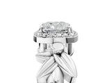 White gold Cushion Halo Diamond Floral Band with Four-Prong Setting_118