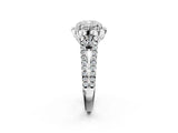White gold Cushion Halo Diamond Floral Split Shank Engagement Ring 2
