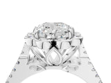 White gold Cushion Halo Diamond Floral Split Shank Engagement Ring 4