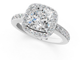 White gold Cushion Halo Diamond Pavé Band Ring with Prong Setting_20
