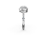 White gold Cushion Halo Diamond Pavé Band Ring with Prong Setting_21
