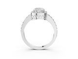 White gold Cushion Halo Diamond Pavé Band Ring with Prong Setting_22