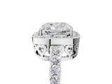 White gold Cushion Halo Diamond Pavé Band Ring with Prong Setting_25
