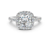 White gold Cushion Halo Diamond Pavé Solitaire Ring_45