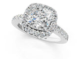 White gold Cushion Halo Diamond Pavé Solitaire Ring_46