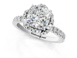 White gold Cushion Halo Diamond Pave Band Ring with Four-Prong Setting_16