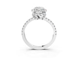 White gold Cushion Halo Diamond Pave Band Ring with Four-Prong Setting_18