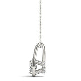 White gold Cushion Halo Diamond Pendant with Princess Cut Stone and Four-Prong Setting 2