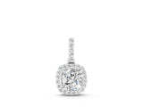 White gold Cushion Halo Diamond Pendant with Prong Setting_4