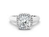 White gold Cushion Halo Diamond Ring with Cathedral Band and Four-Prong Setting_80