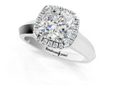 White gold Cushion Halo Diamond Ring with Cathedral Band and Four-Prong Setting_81