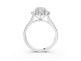 White gold Cushion Halo Diamond Ring with Pavé Band and Prong Setting_40