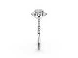 White gold Cushion Halo Diamond Ring with Pavé Band and Prong Setting_43