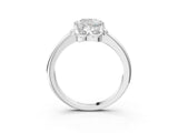 White gold Cushion Halo Diamond Ring with Round Cluster Setting, Solitaire Band, and Four-Prong Setting_87