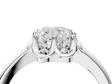 White gold Cushion Halo Diamond Ring with Round Cluster Setting, Solitaire Band, and Four-Prong Setting_88