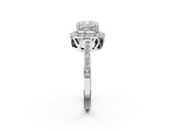 10K White Gold 2.55 Carat E VS1 Cushion Diamond Halo Ring with Split Shank and Four-Prong Setting