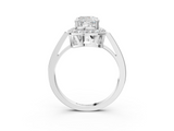 10K White Gold 2.55 Carat E VS1 Cushion Diamond Halo Ring with Split Shank and Four-Prong Setting