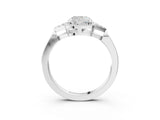 White gold Cushion Halo Diamond Ring with Tapered Band and Four-Prong Setting_18