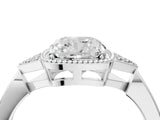 White gold Cushion Halo Diamond Ring with Tapered Band and Four-Prong Setting_19