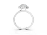 White gold Cushion Halo Diamond Solitaire with Pavé Band and Four-Prong Setting_112