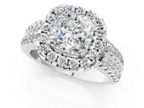 White gold Cushion Halo Diamond Split Shank Engagement Ring with Prong Setting_28