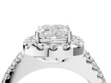 White gold Cushion Halo Diamond Split Shank Engagement Ring with Prong Setting_31
