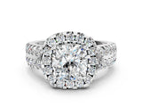 White gold Cushion Halo Diamond Split Shank Engagement Ring with Prong Setting_39
