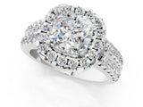 White gold Cushion Halo Diamond Split Shank Engagement Ring with Prong Setting_40