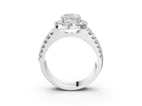 White gold Cushion Halo Diamond Split Shank Engagement Ring with Prong Setting_42