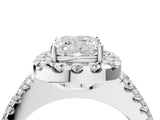 White gold Cushion Halo Diamond Split Shank Engagement Ring with Prong Setting_43