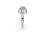 White gold Cushion Halo Diamond Split Shank Ring with Milgrain Detail_51