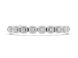 White gold Cushion Halo Diamond Tennis Bracelet with Channel Band and Bezel Setting_8