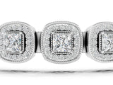 White gold Cushion Halo Diamond Tennis Bracelet with Channel Band and Bezel Setting_9