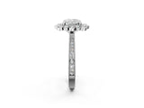 White gold Cushion Halo Milgrain Pave Diamond Ring with Four-Prong Setting 2
