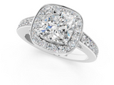 White gold Cushion Halo Pavé Diamond Engagement Ring with Bezel Setting_21