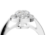 White gold Cushion Halo Pavé Diamond Engagement Ring with Bezel Setting_24