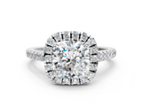White gold Cushion Halo Pavé Diamond Engagement Ring with Four-Prong Setting_22