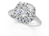 White gold Cushion Halo Pavé Diamond Engagement Ring with Four-Prong Setting_23