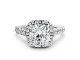 White gold Cushion Halo Pavé Diamond Engagement Ring with Four-Prong Setting_32
