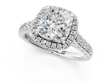 White gold Cushion Halo Pavé Diamond Engagement Ring with Four-Prong Setting_35