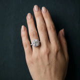 White gold Cushion Halo Pavé Diamond Engagement Ring with Four-Prong Setting_39