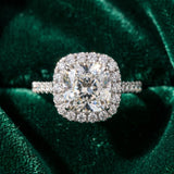 White gold Cushion Halo Pavé Diamond Engagement Ring with Four-Prong Setting_42