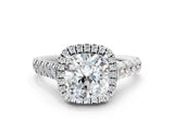 White gold Cushion Halo Pavé Diamond Engagement Ring with Four-Prong Setting_50