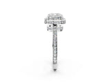White gold Cushion Halo Pave Band Solitaire Ring with Prong Setting_68