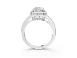 White gold Cushion Halo Pave Band Solitaire Ring with Prong Setting_69