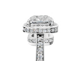 White gold Cushion Halo Pave Band Solitaire Ring with Prong Setting_71