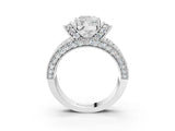 White gold Cushion Halo Pave Diamond Engagement Ring with Milgrain Detailing_51