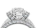 White gold Cushion Halo Pave Diamond Engagement Ring with Milgrain Detailing_53